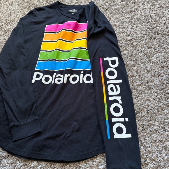 Polaroid Hollister Mens Black Long Sleeve Shirt Size M - Picture 4 of 5
